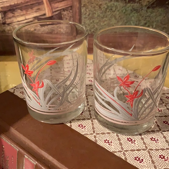Other - Vintage pair glass floral candleholders